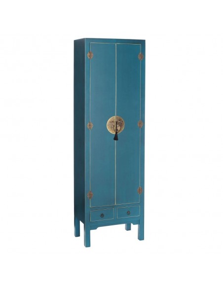 Armario Oriental SHIAN 55 x 185, azul. 2 puertas y 2 cajones
