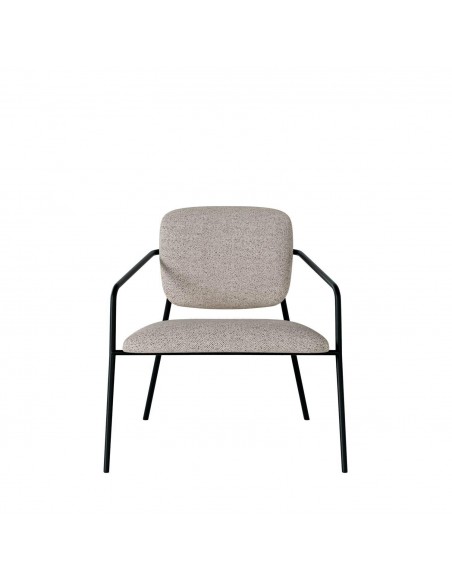 Butaca de diseño retro VALETA, tapizado Lemur y base metal negro.