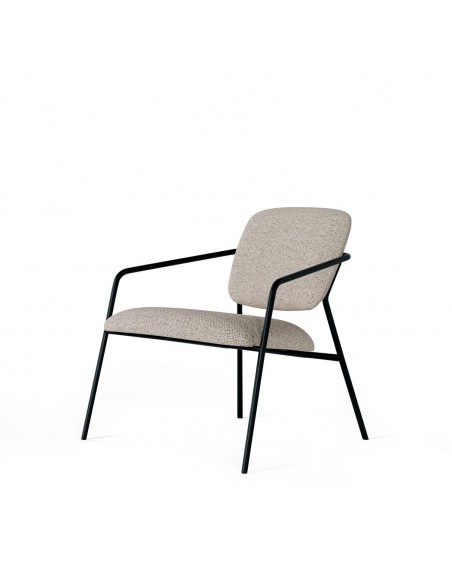 Poltrona VALETA de design retro, estofada Lemur e base em metal preto