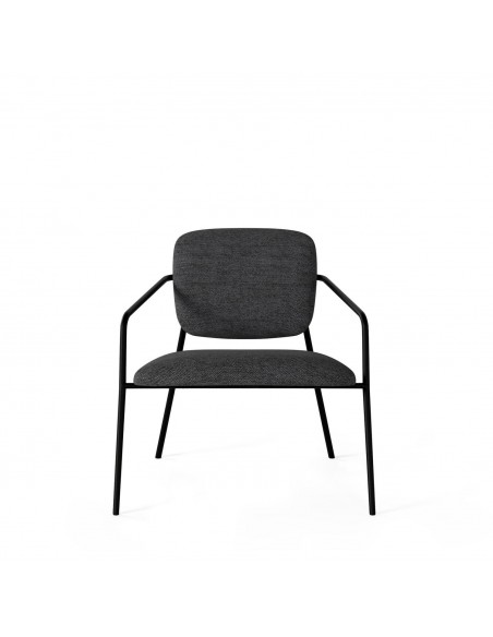 Poltrona VALETA de design retro, estofada Lemur e base em metal preto