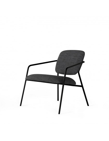 Poltrona VALETA de design retro, estofada Lemur e base em metal preto
