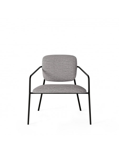 Poltrona VALETA de design retro, estofada Lemur e base em metal preto