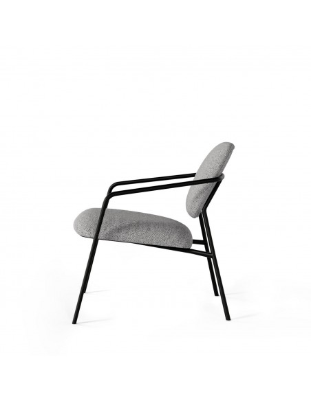 Poltrona VALETA de design retro, estofada Lemur e base em metal preto