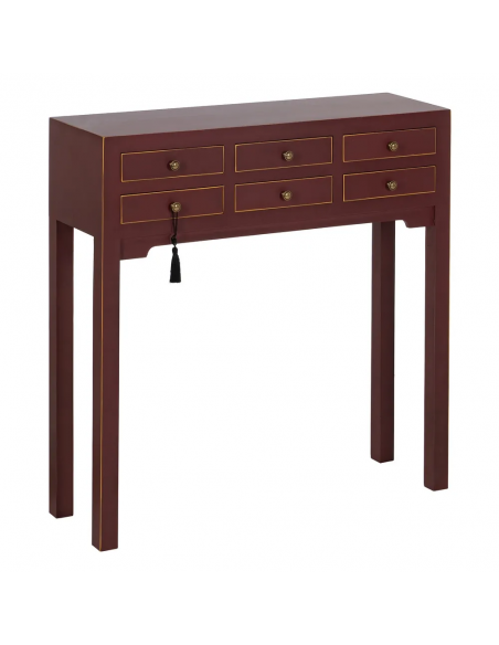 Consola de design HANZO Oriental 85 x 26, cor teja e 6 gavetas.