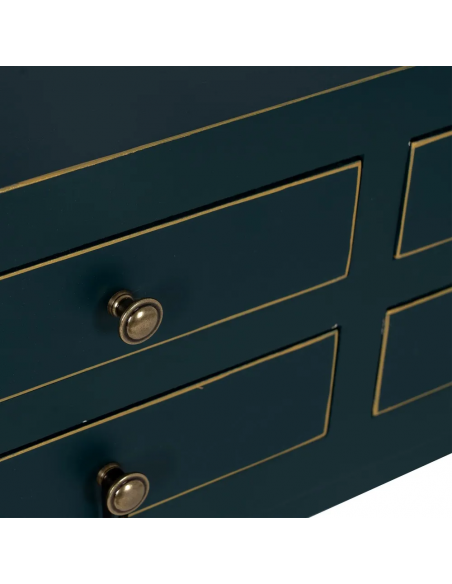 Consola de design HANZO Oriental 85 x 26, azul e 6 gavetas.