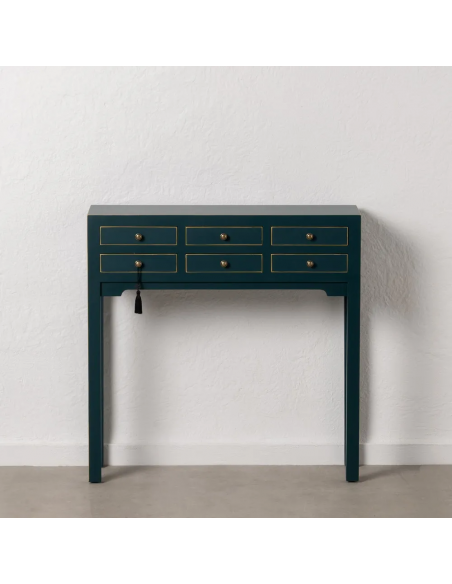 Consola de design HANZO Oriental 85 x 26, azul e 6 gavetas.