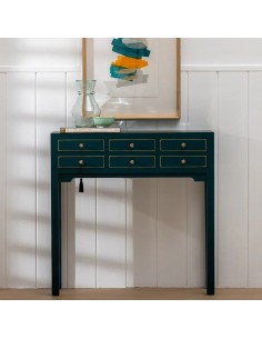 Consola de diseño Oriental HANZO 85 x 26, azul y 6 cajones. 2