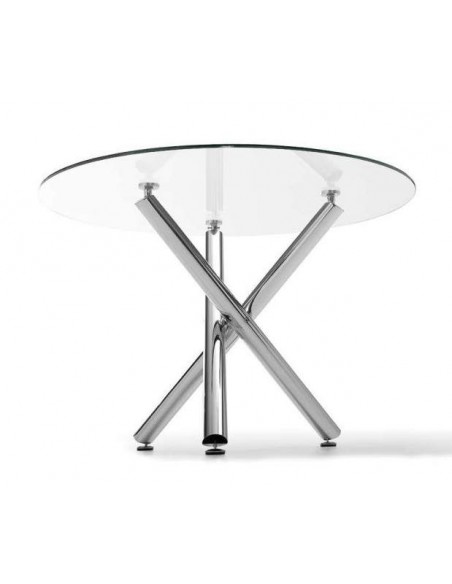 Mesa redonda 110 Spectra, vidro, cromado Mesa redonda 110 Spectra, vidro, cromado