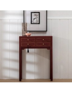 Consola de design HANZO Oriental 63 x 26, teja e 4 gavetas. 2