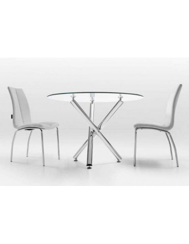 Mesa redonda 110 Spectra, vidro, cromado