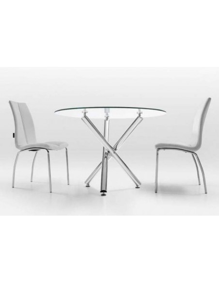 Mesa redonda 110 Spectra, vidro, cromado Mesa redonda 110 Spectra, vidro, cromado