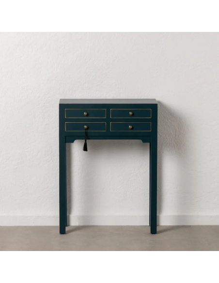 Consola de design HANZO Oriental 63 x 26, azul e 4 gavetas.