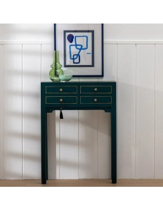 Consola de diseño Oriental HANZO 63 x 26, azul y 4 cajones. 2