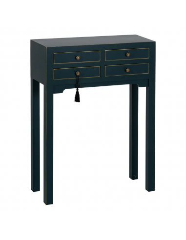 Consola de design HANZO Oriental 63 x 26, azul e 4 gavetas.