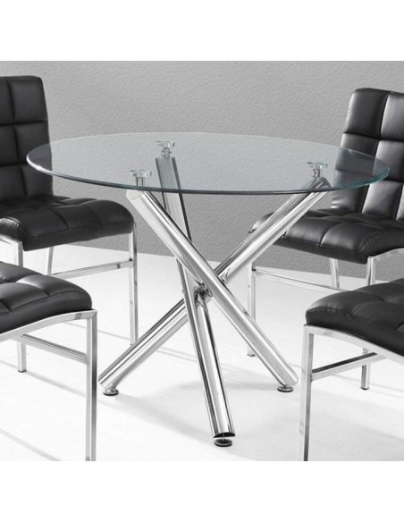 Mesa redonda 110 Spectra, vidro, cromado Mesa redonda 110 Spectra, vidro, cromado