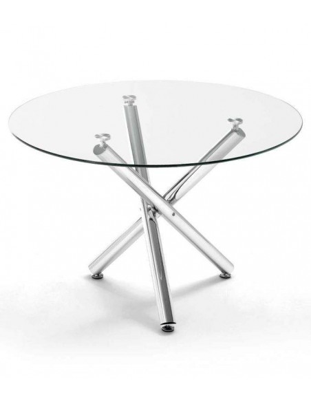 Mesa redonda 110 Spectra, vidro, cromado Mesa redonda 110 Spectra, vidro, cromado