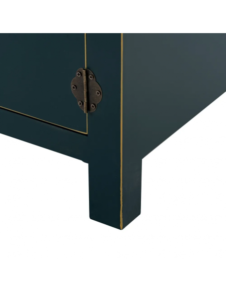 Mesa de diseño Oriental MING 50 x 40, azul, 1 puerta y 1 cajón.