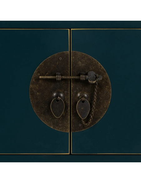 Mesa de design oriental MING 50 x 40, azul, 1 porta e 1 gaveta.