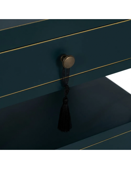 Mesa de design oriental MING 50 x 40, azul, 1 porta e 1 gaveta.