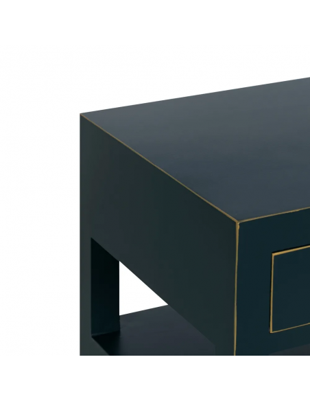 Mesa de design oriental MING 50 x 40, azul, 1 porta e 1 gaveta.