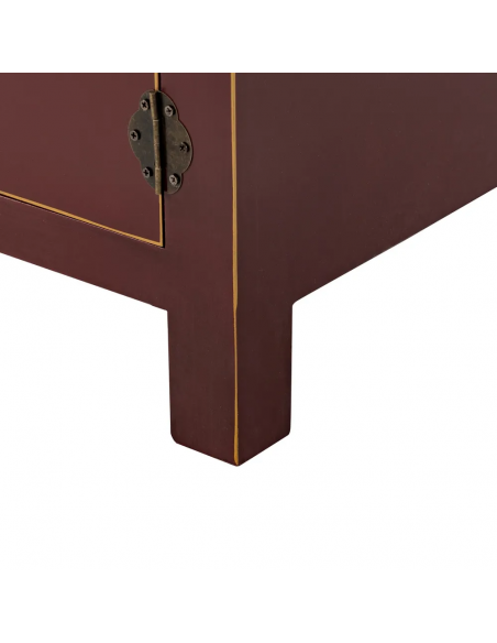 Mesa de cabeceira design oriental MING 50 x 40, teja, 1 porta e 1 gaveta.