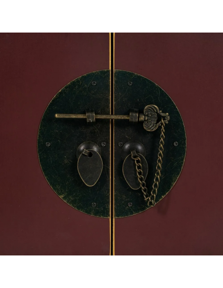 Mesa de cabeceira design oriental MING 50 x 40, teja, 1 porta e 1 gaveta.