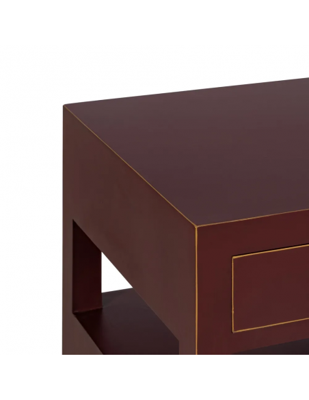 Mesita de noche diseño Oriental MING 50 x 40, teja, 1 puerta y 1 cajón.