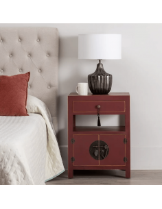 Mesa de cabeceira design oriental MING 50 x 40, teja, 1... 2