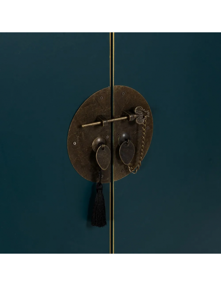 Armario Oriental MING 100 x 160, azul, 1 puerta y 2 cajones.