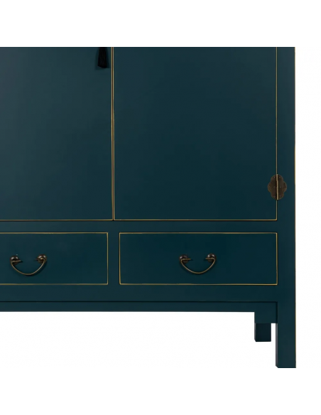 Armario Oriental MING 100 x 160, azul, 1 puerta y 2 cajones.