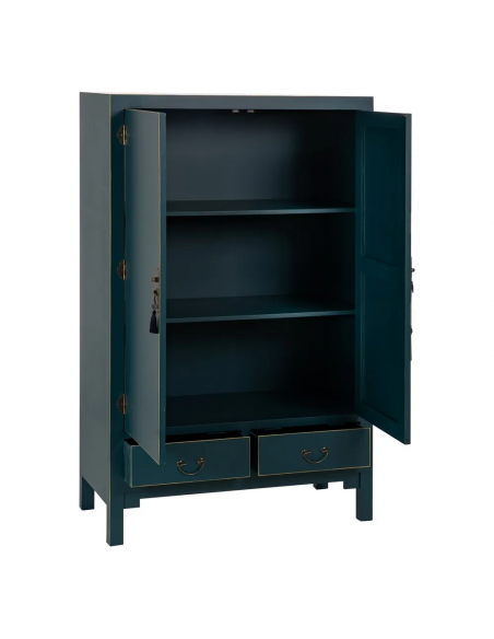 Armário Oriental MING 100 x 160, azul, 1 porta e 2 gavetas.