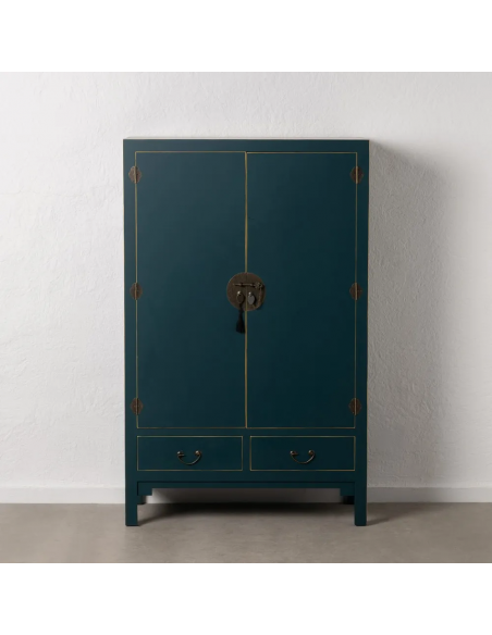 Armario Oriental MING 100 x 160, azul, 1 puerta y 2 cajones.