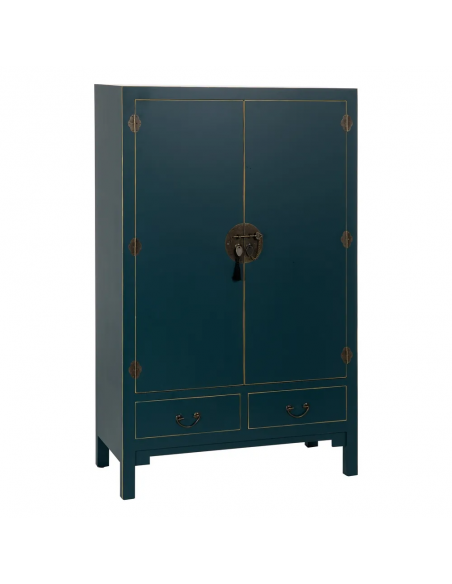 Armário Oriental MING 100 x 160, azul, 1 porta e 2 gavetas.