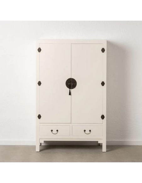 Armário Oriental MING 100 x 160, branco, 1 porta e 2 gavetas.