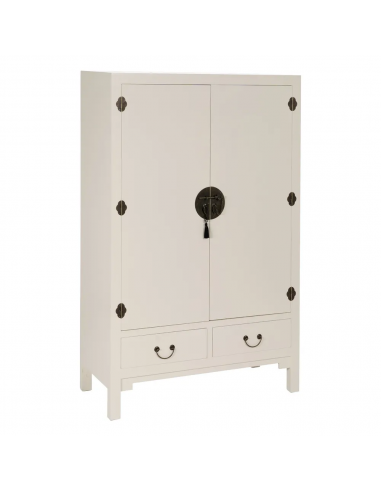 Armário Oriental MING 100 x 160, branco, 1 porta e 2 gavetas.