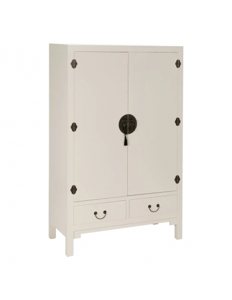 Armario Oriental MING 100 x 160, blanco, 1 puerta y 2 cajones.