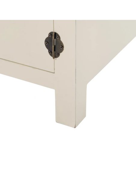 Mesita de noche diseño Oriental MING 50 x 40, blanco, 1 puerta y 1 cajón.