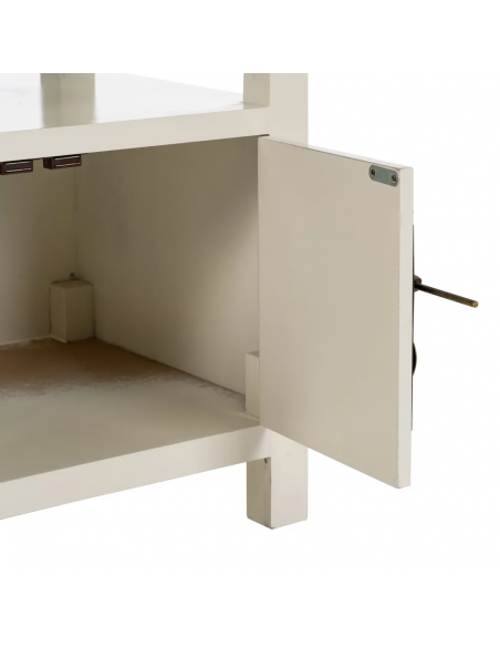 Mesa de cabeceira design oriental MING 50 x 40, branco, 1 porta e 1 gaveta.