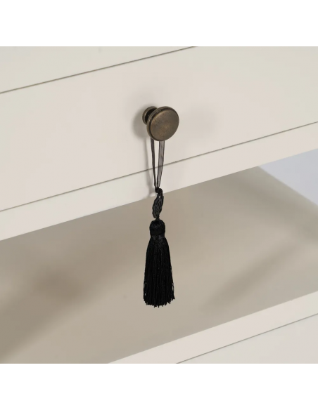 Mesa de cabeceira design oriental MING 50 x 40, branco, 1 porta e 1 gaveta.