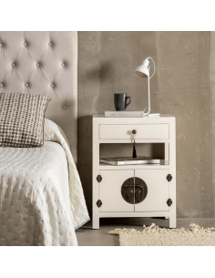 Mesa de cabeceira design oriental MING 50 x 40, branco, 1... 2