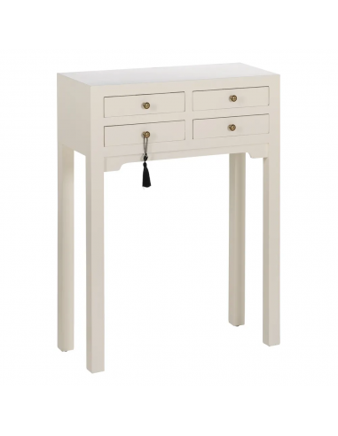 Consola de diseño Oriental HANZO 63 x 26, blanco y 4 cajones.