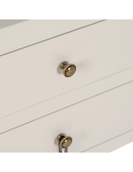 Mesita de noche diseño Oriental HANZO 45 x 30, blanco, 2 cajónes.