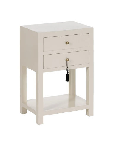 Mesita de noche diseño Oriental HANZO 45 x 30, blanco, 2 cajónes.