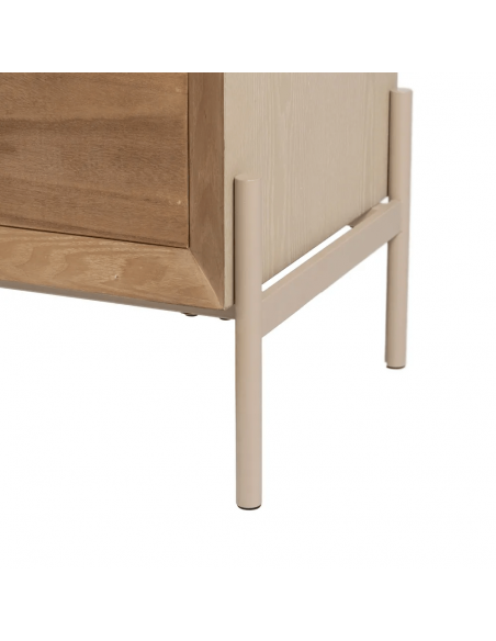 Aparador Japandi AIKO, 9 cajones, madera y metal combinado blanco y natural