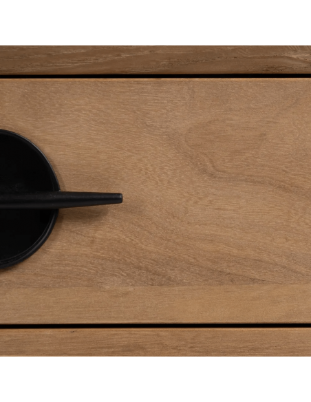 Aparador Japandi AIKO, 9 cajones, madera y metal combinado blanco y natural