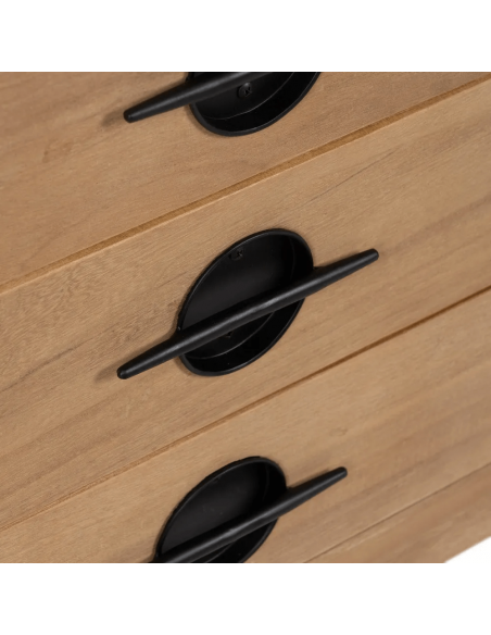 Aparador Japandi AIKO, 9 cajones, madera y metal combinado blanco y natural