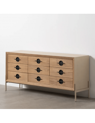 Aparador Japandi AIKO 9 gavetas, madeira e...