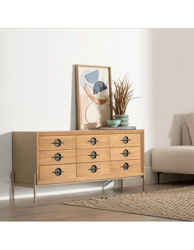 Aparador Japandi AIKO, 9 cajones, madera y...