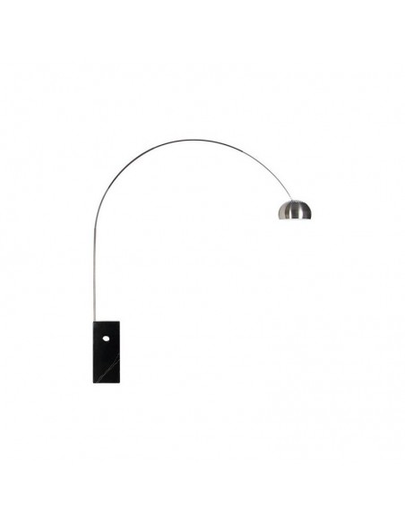 Candeeiro de pé Arco design vanguardista, mármore preto, metal