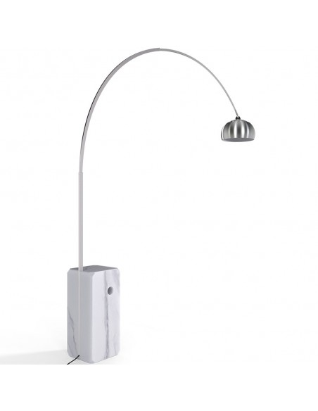 Lámpara de pie Arco diseño vanguardista, mármol blanco, metal